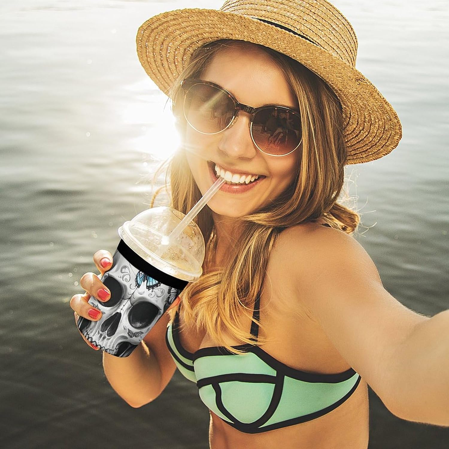3 Pack Neoprene Cup Sleeves, Stretchy Reusable Drink Cup Cover Universal