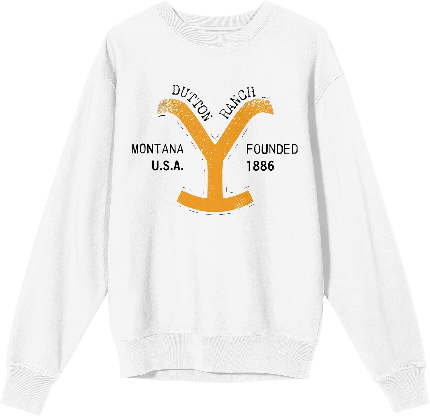 Bioworld Yellowstone Dutton Ranch Y Logo Crew Neck Long Sleeve White Adult Sweatshirt