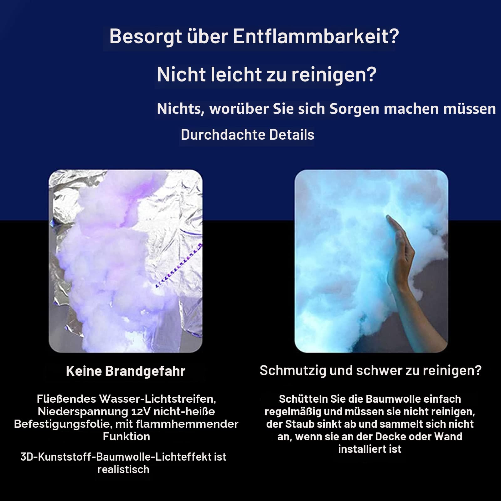 5 M Lange LED-Lichtstreifen, Donnerwolke, RGB-Musik-Synchronisation, Farbwechsel Mit Fernbedienung, Für Schlafzimmer, Zimmer, Party