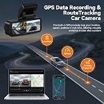 Dash Cam Avant et Arrière 4K Caméra Dash pour les voitures avec WiFi GPS Contrôle de l'application ADAS Dashcam,3.16 de pouce IPS Caméra écran Dash Cam avec capteur G, enregistrement boucle, caméra de tableau de bord de vision nocturne