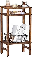 YUFAM 3-Tier Tall Side End Table Nightstand Solid Wood - Compact for Living Room Bedroom Office Small Spaces Brown
