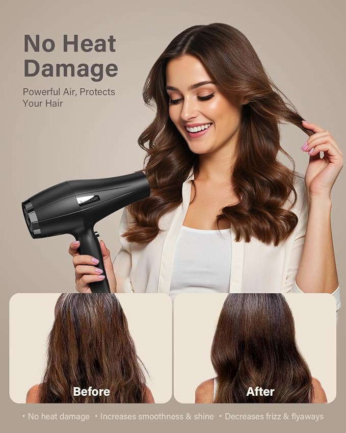 Secador de cabello iónico ANNLARY 1875W motor AC potente miniatura 3