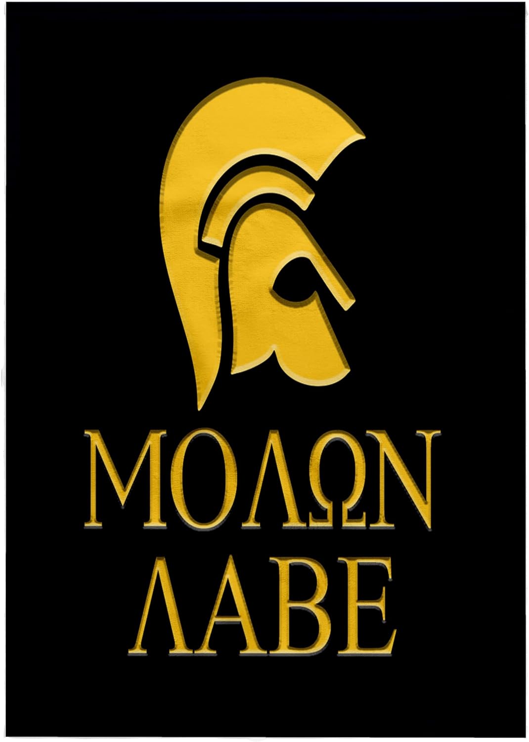 3dRose Ancient Greek Helmet. Molon Labe - Come and take Text. Yellow, Black 22x30 Bath Hand Pool Towel