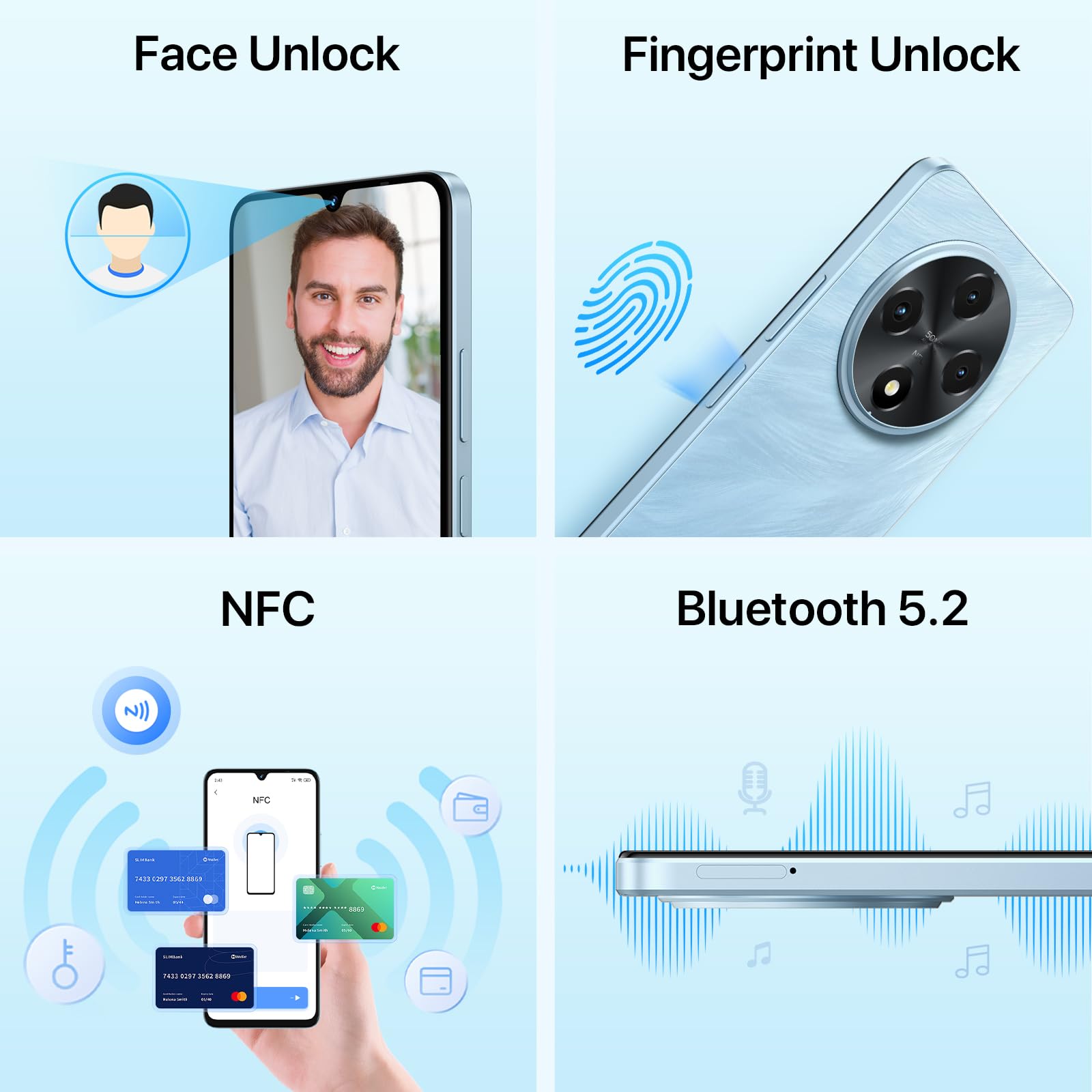 UMIDIGI G100 Unlocked Cell Phone Android 14, 6.9" HD+ 120Hz,Octa-core 16GB +256GB Expand 1TB,GPS Unlocked Smartphone,6000mAh,50MP Triple Camera,Dual 4G LTE Phone, NFC,AI Face Unlock,OTG,Blue