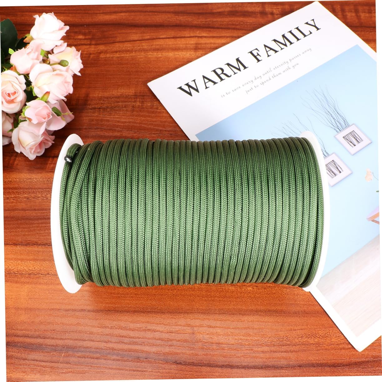 VICASKY 1 Roll Army Green High Strength Parachute Rope Braided Tent Camping Rope Durable Nylon Clothesline for Weather Resistant Lightweight for