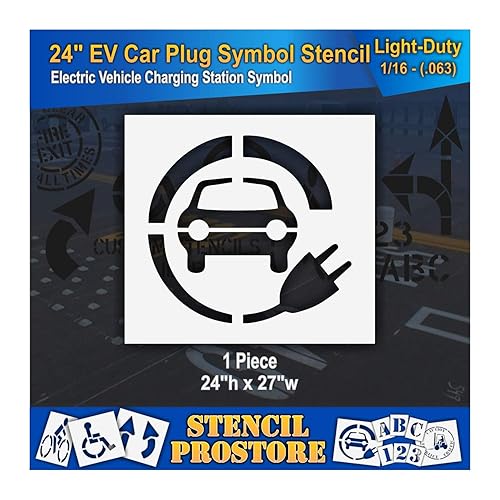 Miniatura 5 de Plantillas de pavimento  24 pulgadas  Símbolo de vehículo eléctrico circundado por enchufe  26 pulgadas x 28 pulgadas