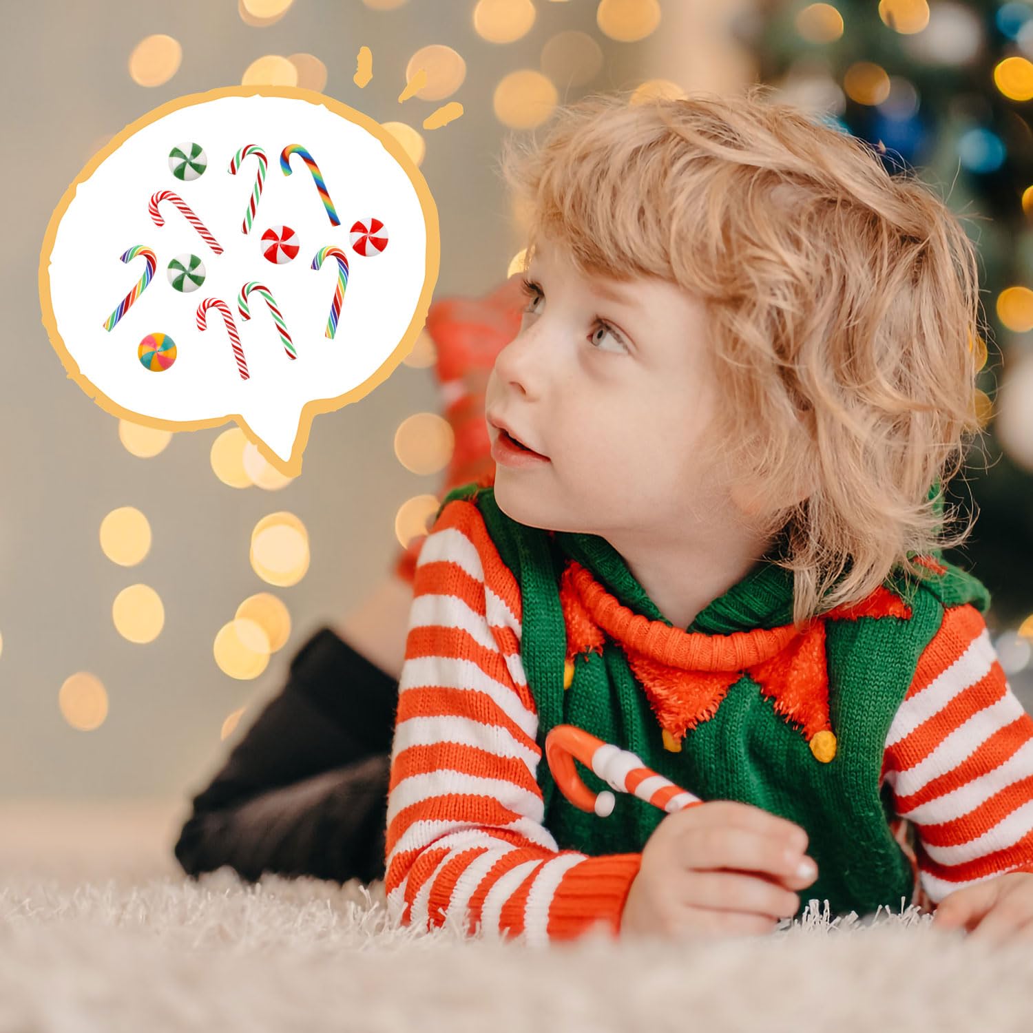 120 Stück Mini-Weihnachts-Süßigkeiten-Deko – Pfefferminz & Zuckerstangen Aus Kunstharz, Zum Basteln & Dekorieren
