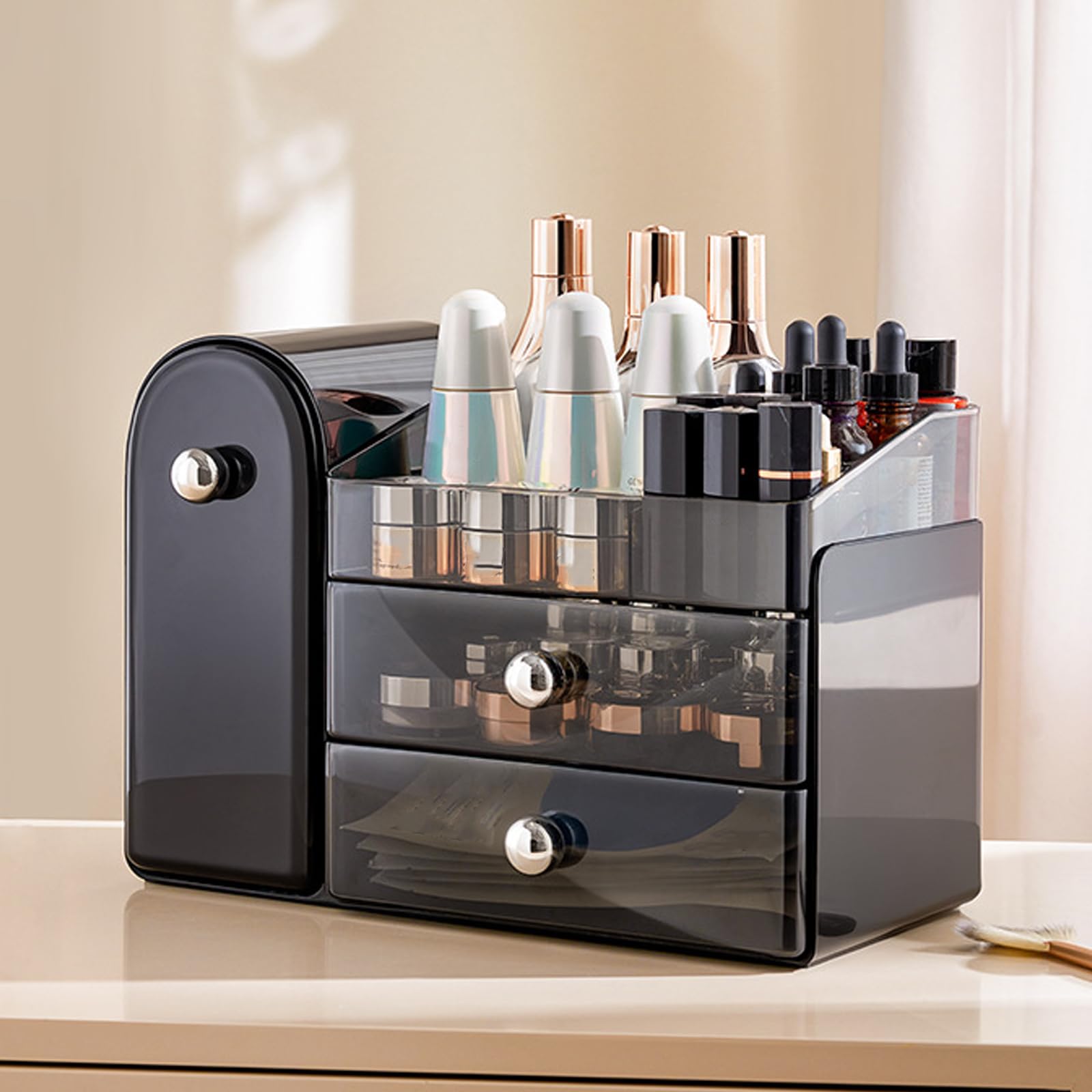 Organisateurs de maquillage, avec porte-pinceaux de maquillage, organisateurs de maquillage, de soins de la peau, rouge à lèvres, vernis à ongles, vitrine cosmétique