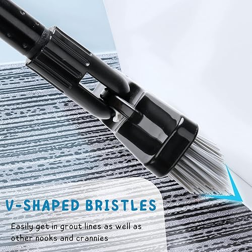 Miniatura 9 de Cepillo de lechada con mango largo, herramienta limpiadora de azulejos para ducha, limpiador de suelos de baño para limpieza de lechada