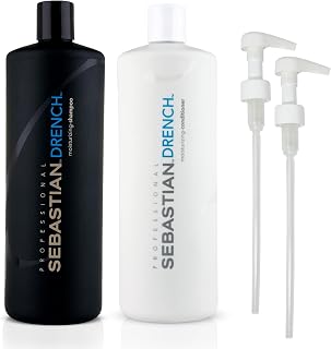 Sebastian Professional Drench Shampoo & Conditioner Duo Set | 33.8 Fl Oz Liter Bottles Prepack with Pumps Included | Intense Hydration | Deep Moisturizing for Dry, Frizzy & Chemically Treated Hair