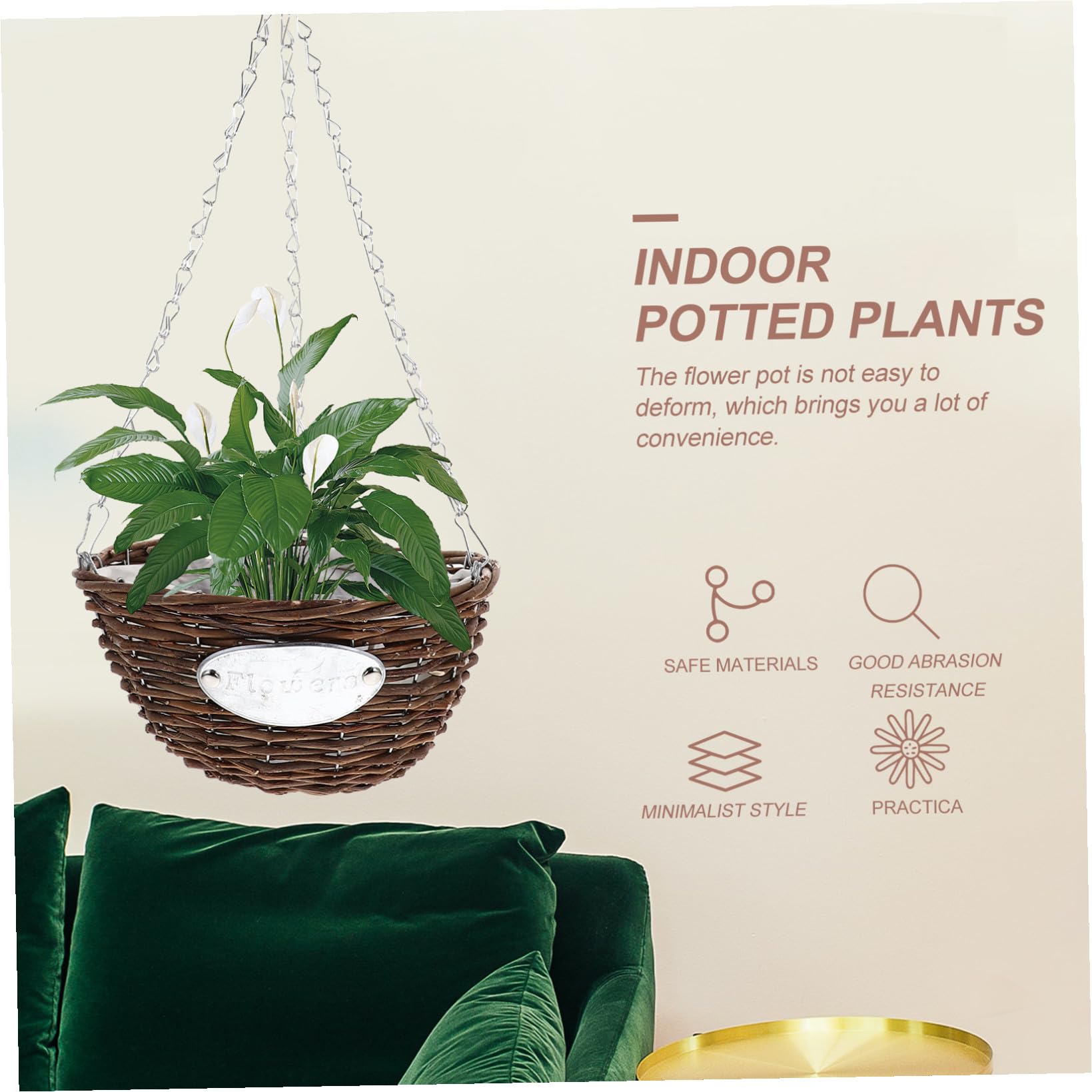 Anneome 2 Pezzi Vasi Sospesi per Piante da Interno in Rattan e Metallo Cesti Sospesi Medi da 25 CM per Balcone Giardino Casa e Ufficio