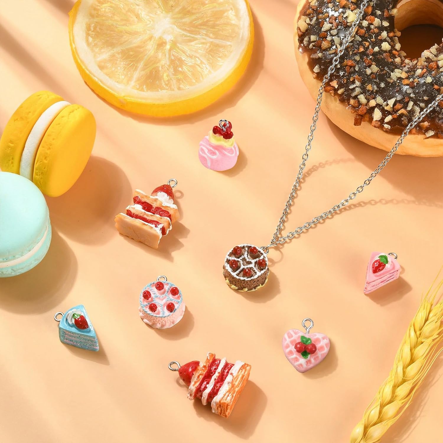 DanLingJewelry 32Pcs 8 Styles Flatback Dessert Sweet Charms Lovely Strawberry Cake Food Charms for Earring Bracelet Jewelry Making - Image 5