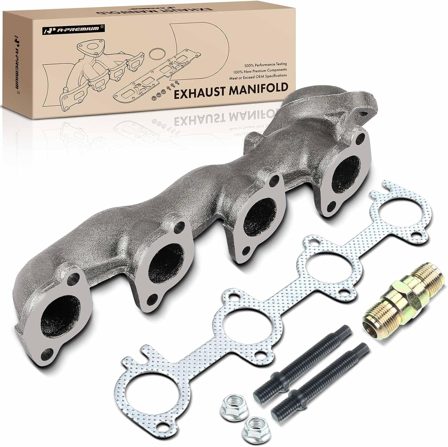 A-Premium [SOHC 8Cyl 4.6L] Left Engine Exhaust Manifold Kit W/Gasket & Studs & Nuts Compatible with Ford F-150 F-250 Expedition 1997 1998, 674-407