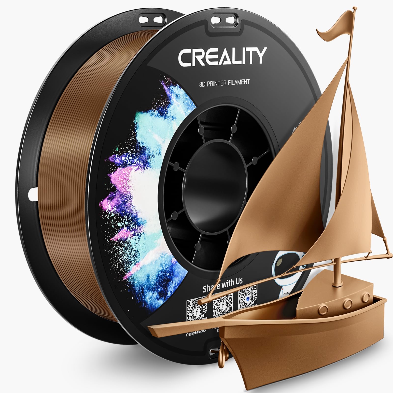 CREALITY PETG Filament 1.75mm 3D Printer Filament, 1kg (2.2lb) Neatly Wound Spool, Dimensional Accuracy ±0.03mm, Fit for Ender, Bambu Lab, Anycubic,ELEGOO FDM Printers, Brown