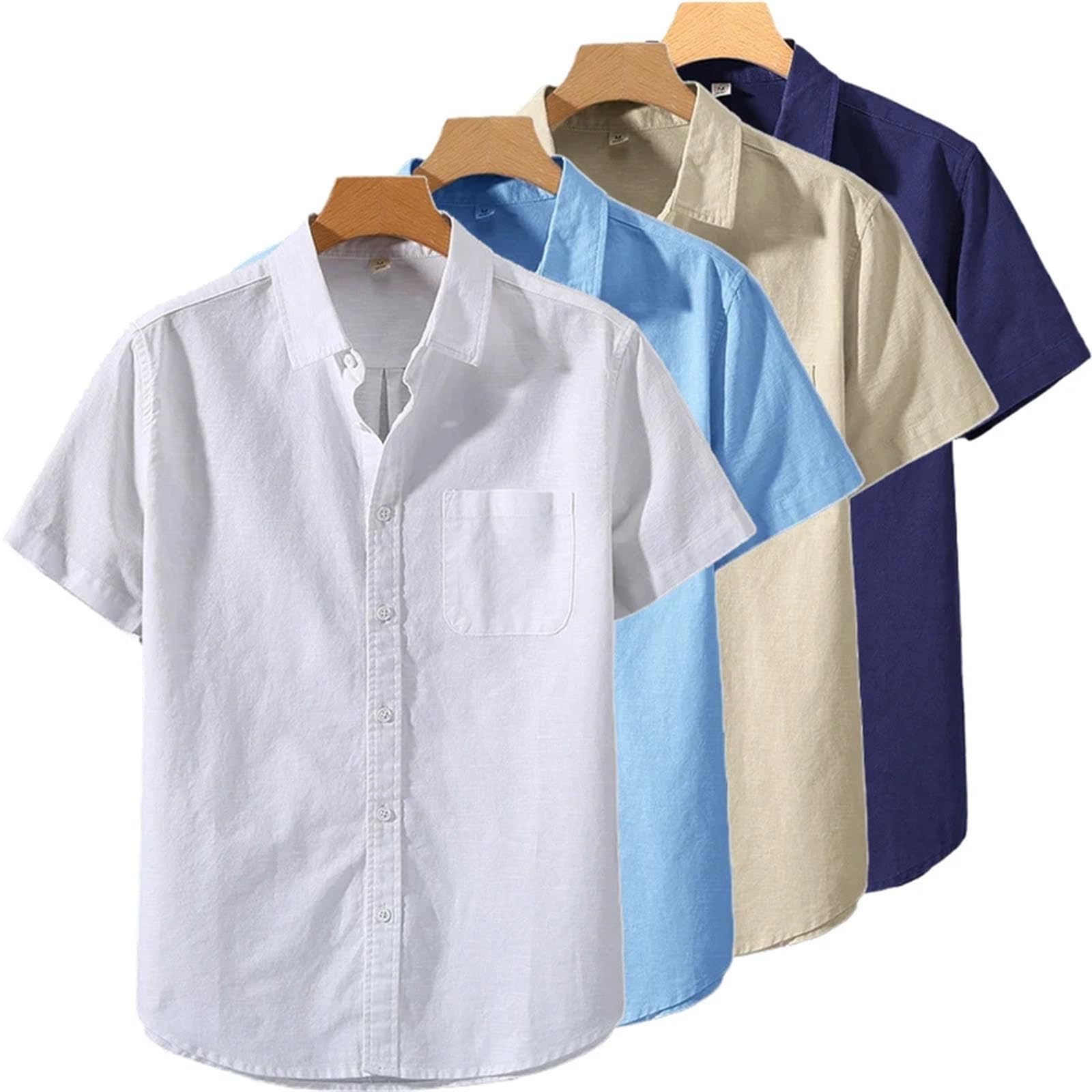 Camisa de manga corta con botones para hombre, color liso, cuello alto, diseño de gran tamaño, camiseta básica de algodón con bolsillo