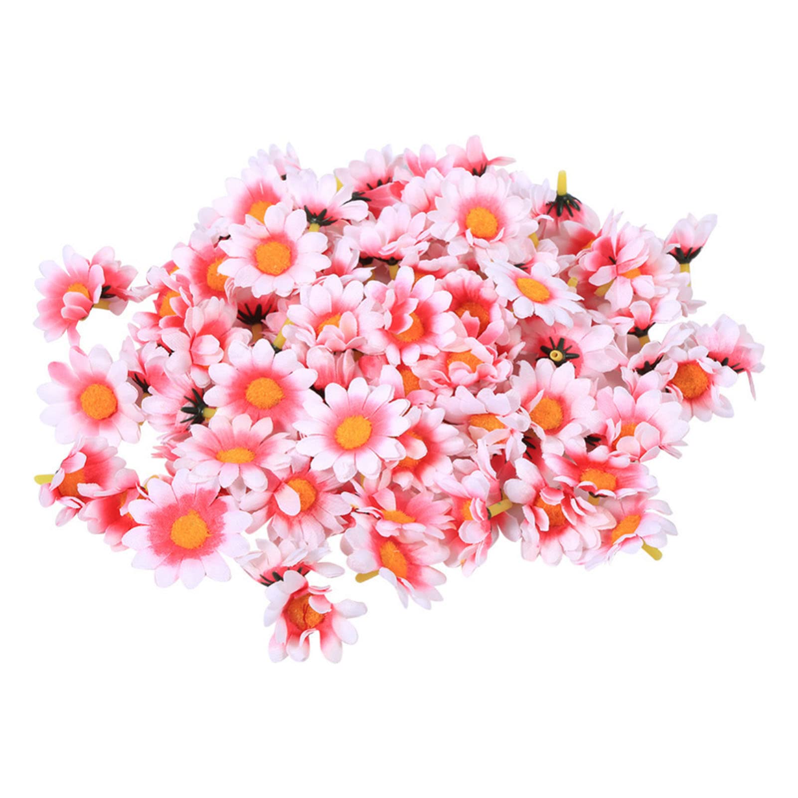 100pcs Artificial Little Daisy Lovely Small Daisies Sunflower DIY Garland Material Handmade Decorative Flower Head Silk Flower Simulated Flower for Offices Weddings (Pin k White)