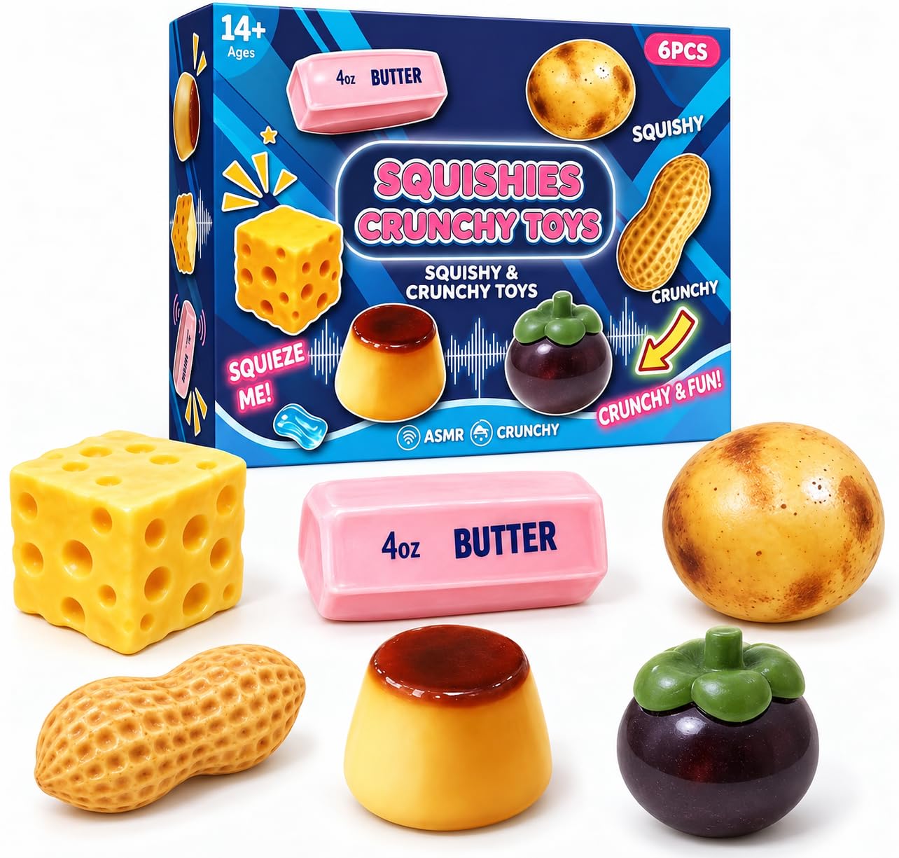 6PCS Crunchy Squishy Pack Mystery Box Asmr Feel Set