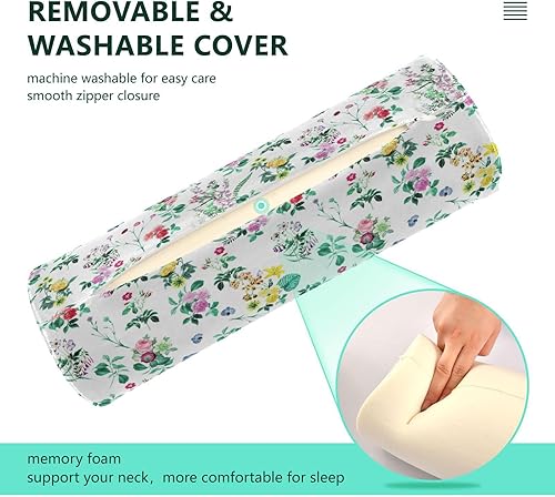 Miniatura 4 de Almohada con diseño de hojas y flores silvestres para piernas para dormir, almohada cervical con funda de almohada larga redonda para cama