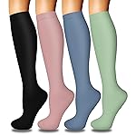 4 Pairs Compression Socks for Women Circulation-Best Support for Nurses,Running,Athletic,Travel L-XL