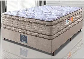 Cama Box Casal Colchão Ortofirm + Box 138x188x71 Double Face Espuma D33 Dourado