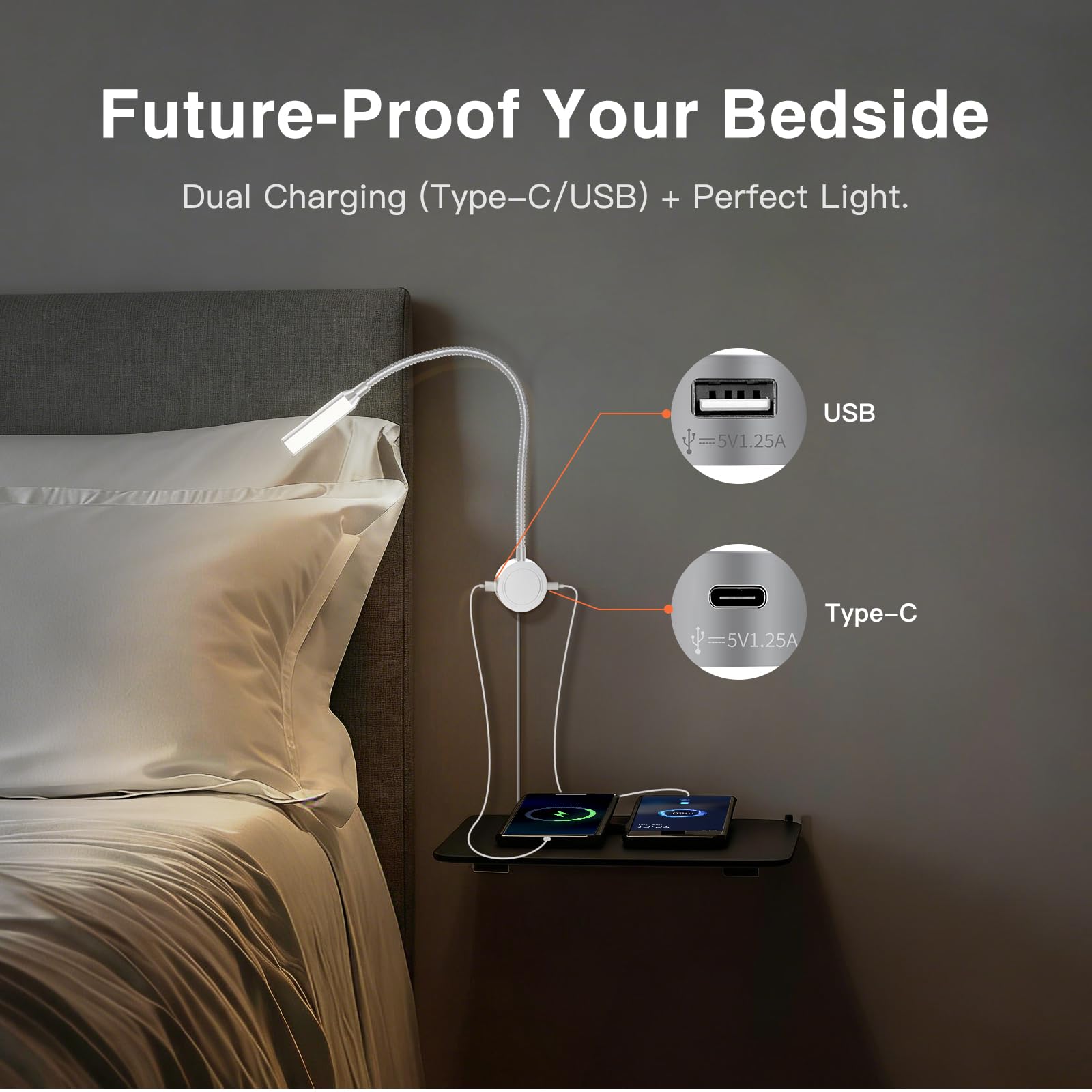 VST 2 Pack LED Wall Mounted Reading Light for Bedroom Dorm Bunk