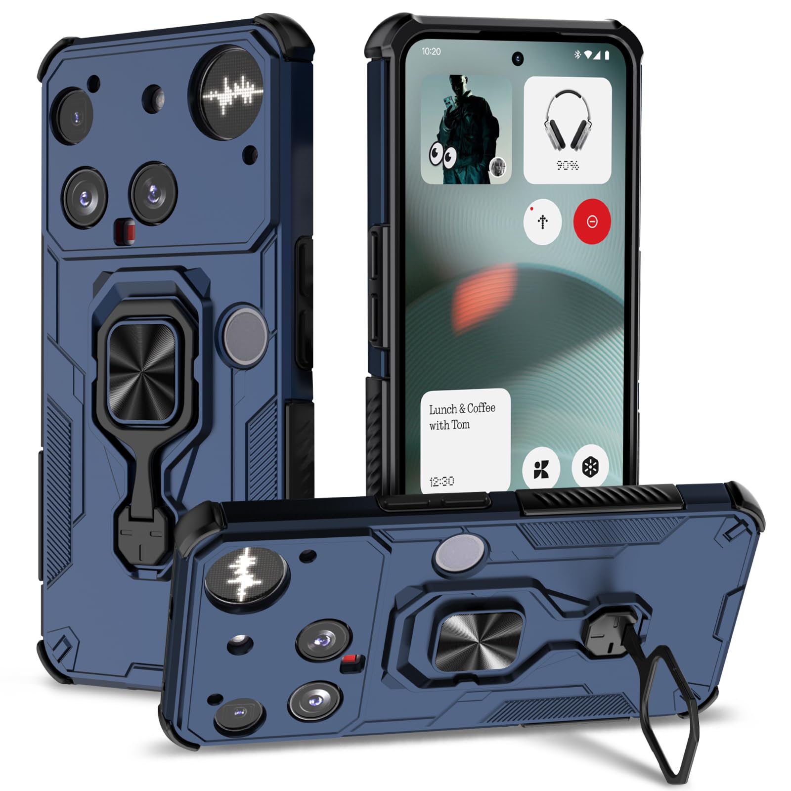 Funda para Samsung Galaxy A13 4G con Cristal Templado Protector Pantalla, Carcasa Antigolpes con Soporte anular metálico, Case Protectora de Grado Militar, Negro — view 90