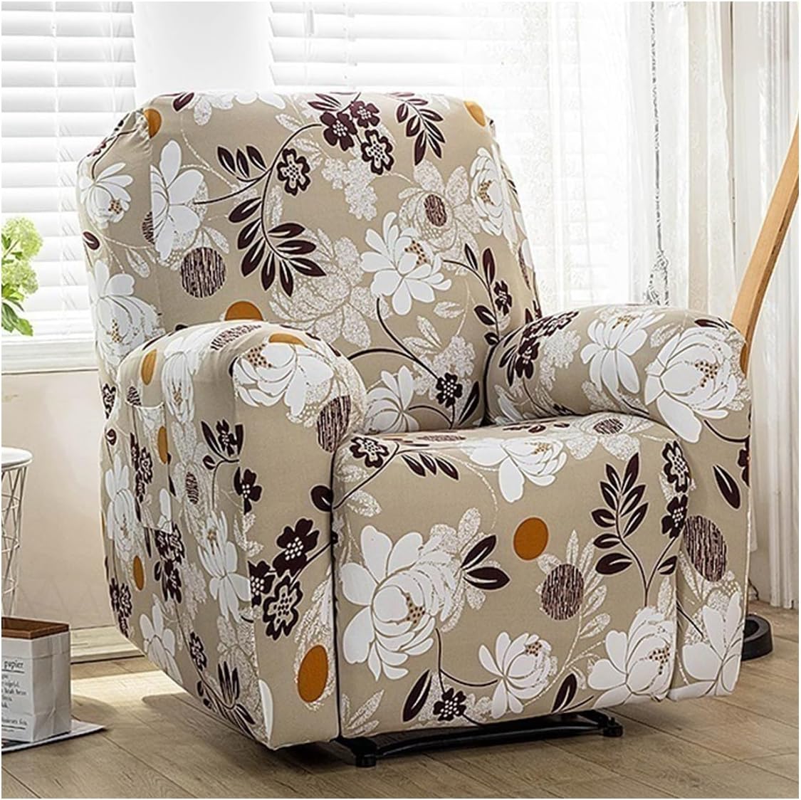 1/2/3 Seater Recliner Sofa Seat Covers Fabric Stretchy 4/6/8-Pieces Couch Slipcover Armchair Cover Non-Slip Furniture Protector, Elastic Spandex Soft Recliner Chair Protectors with Side Pocket ( Color