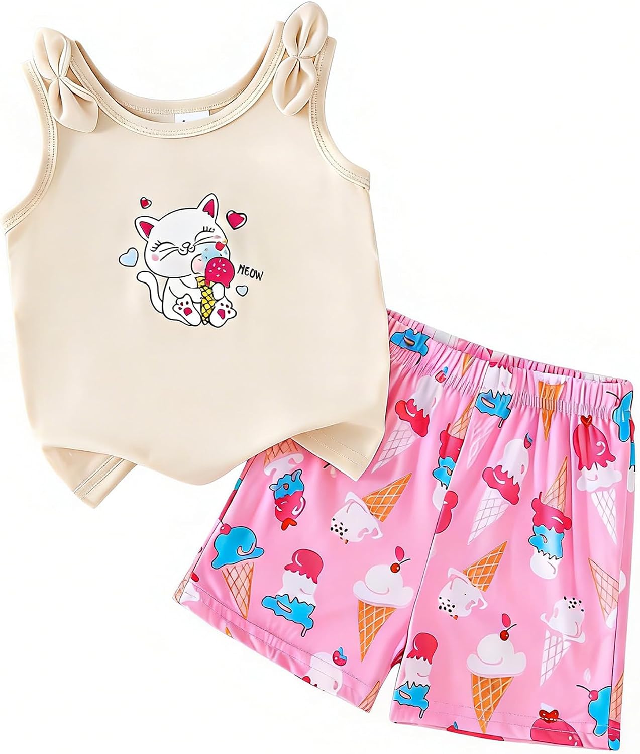 Toddler Baby Girl Clothes 2 Piece Short Set Crop Tank Tops Sleeveless Shirt Matching Hawaiian Outfit Summer
