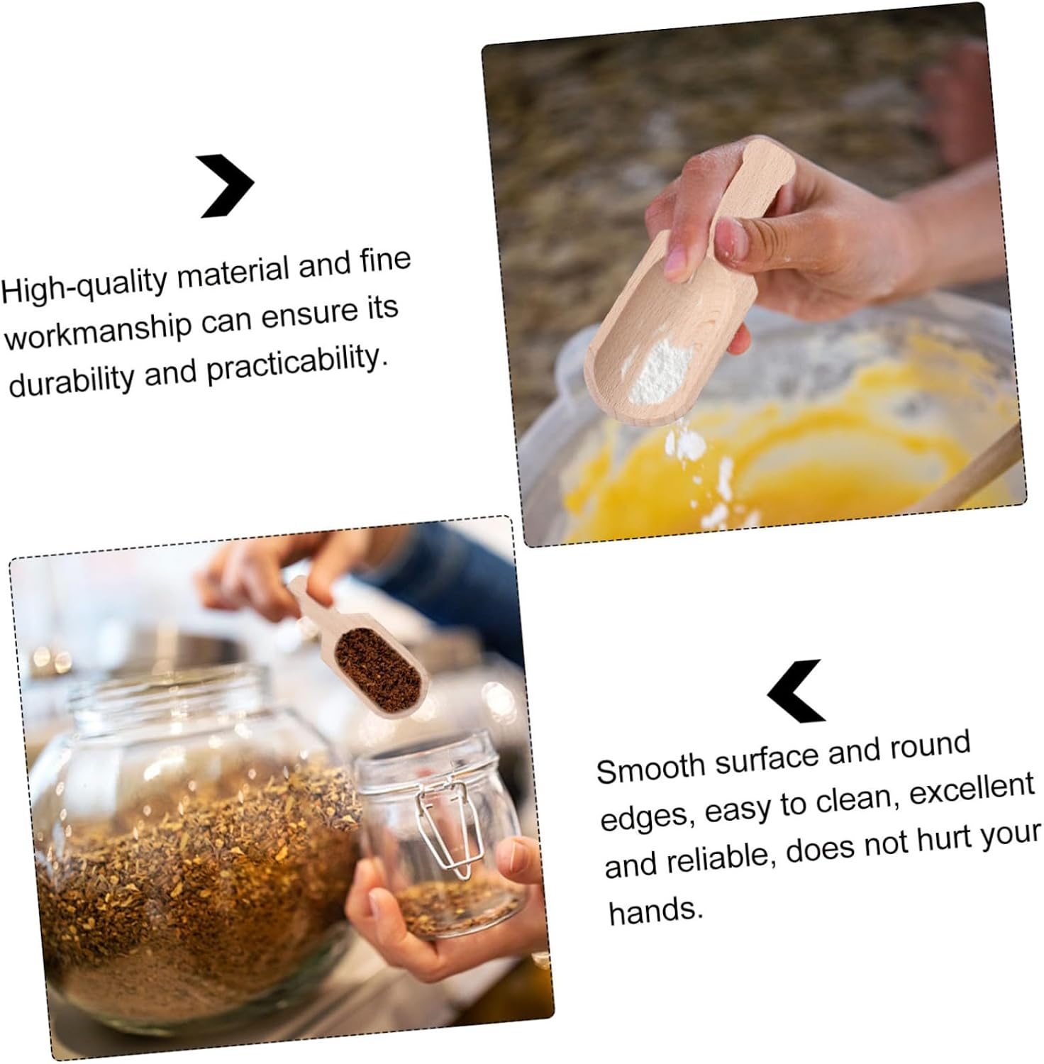 4 Piece Wooden Tea Leaf Scoops for Powder, Mini Small Spoons
