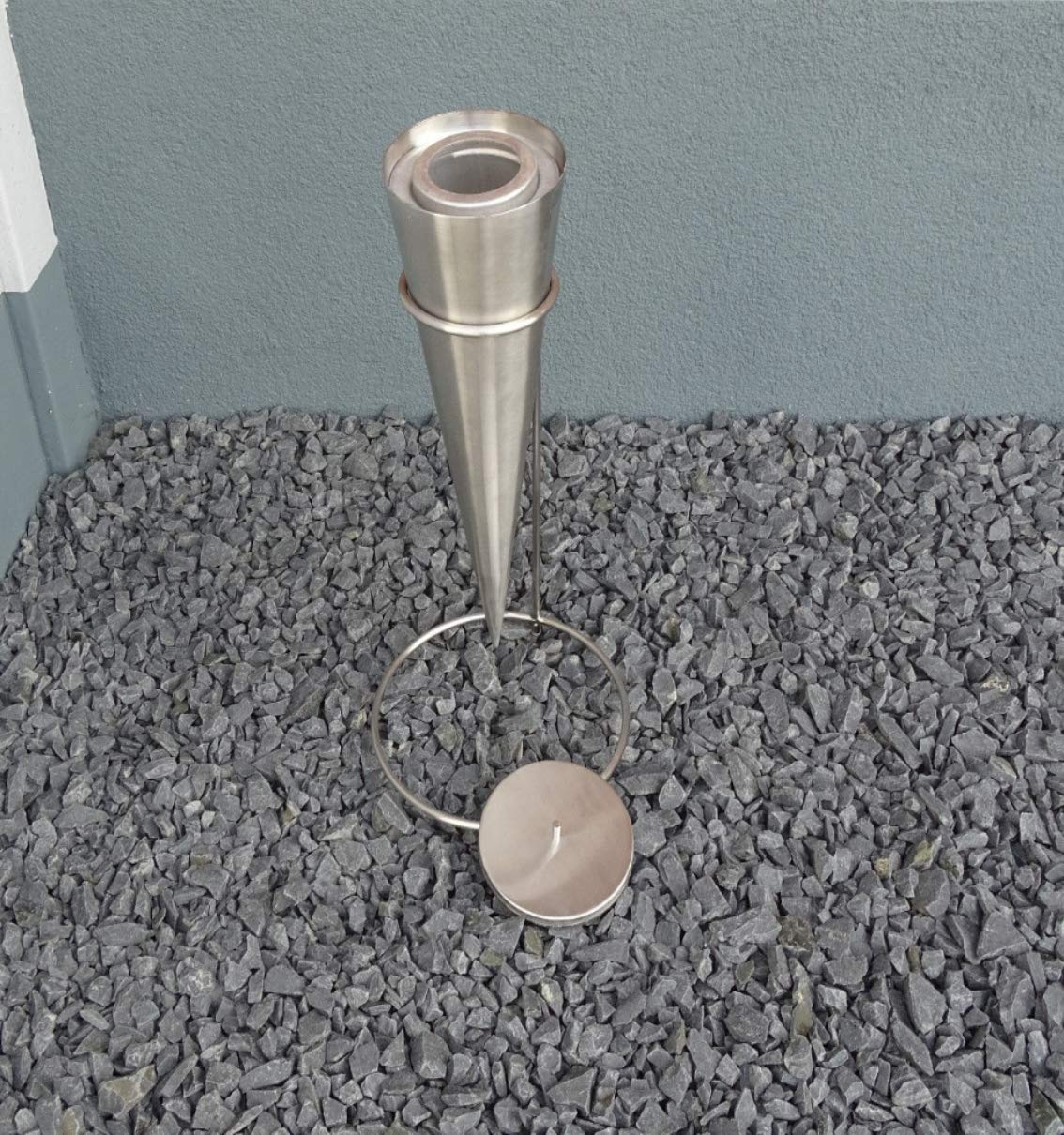 4er Set Edelstahl Fackel Wandfackel Bodenfackel Gartenfackel Feuerfackel Cylinder komplett aus Edelstahl im Srm-Design/Höhe: 65cm Durchmesser Oben: 28,5 cm/inklusive Zubehör