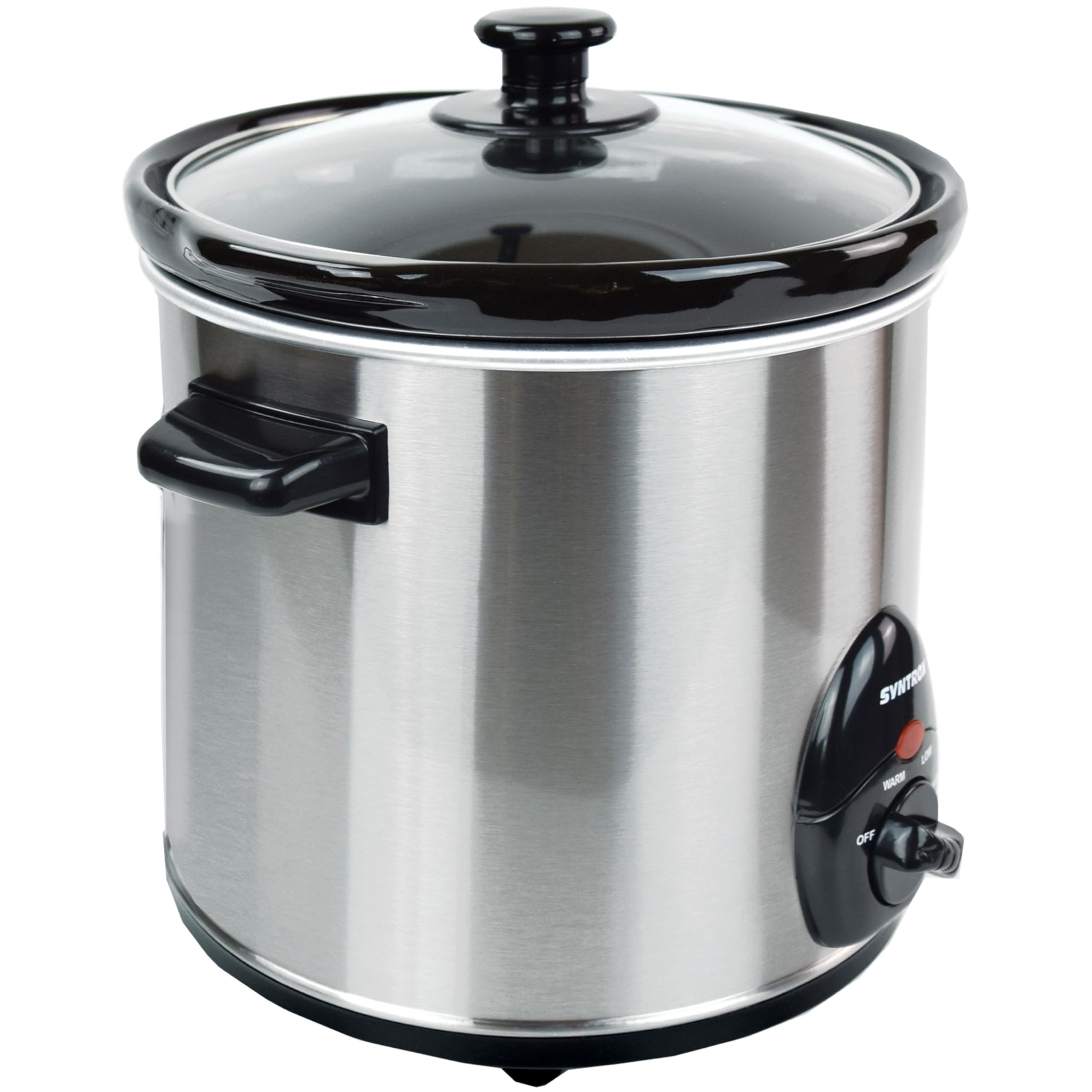 Syntrox Germany 3,0 l Slow Cooker | Schmortopf | Schongarer | Multikocher Delira, Edelstahl, Warmhaltefunktion, Keramik Servierschüssel, rutschsichere Standfüße, Spülmaschinengeeignet