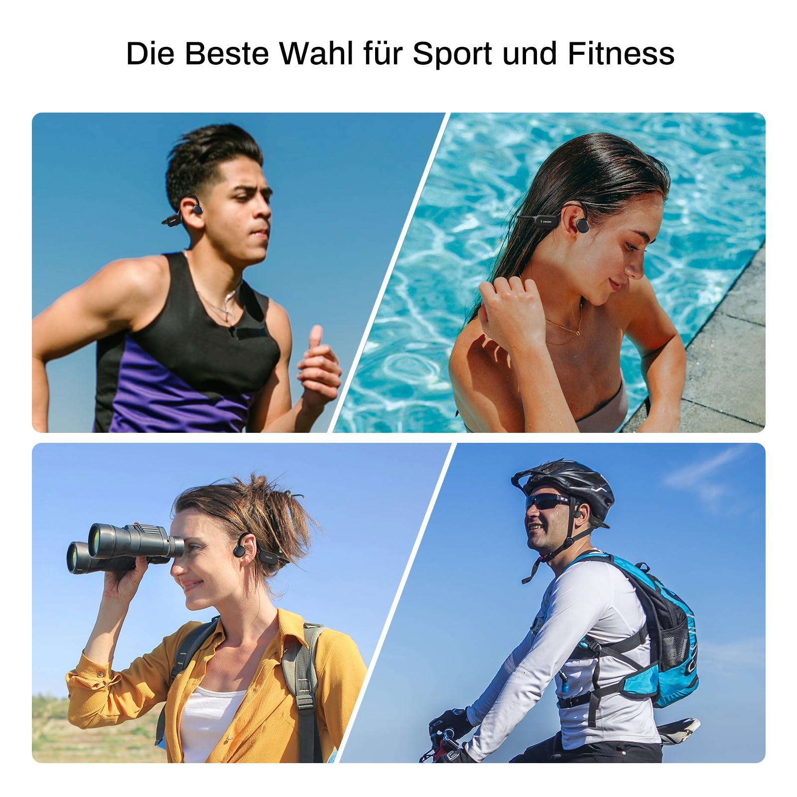 DACOM Słuchawki dźwiękowe kości Bluetooth 5.3 Open Ear bezprzewodowe słuchawki douszne IPX7 wodoszczelne słuchawki do uprawiania sportu, fitnessu i pływania