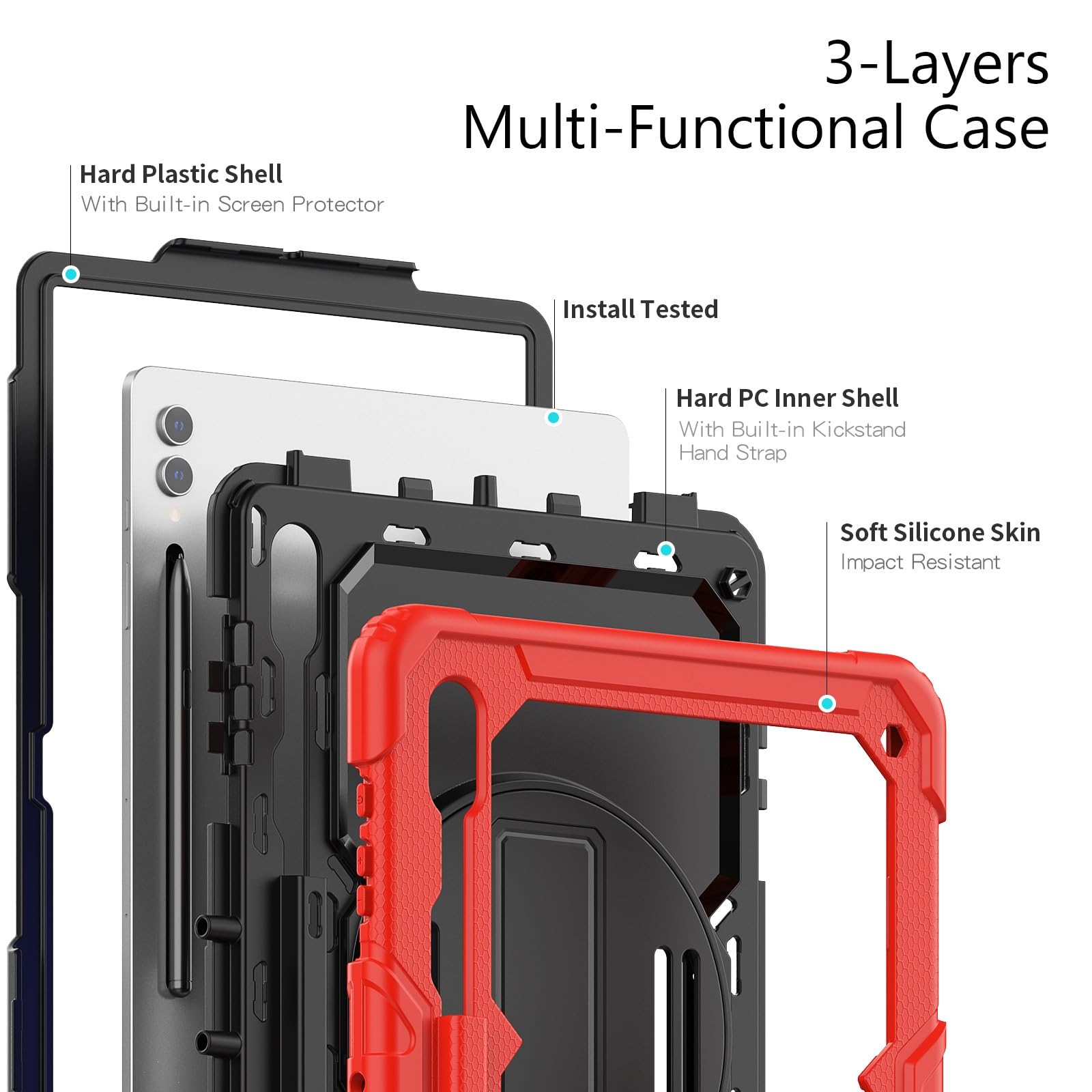 Custodia protettiva per tablet PC compatibile con Samsung Galaxy Tab S9 Ultra 14,6 pollici 2023 (SM-X910/X916B/X918U), custodia protettiva in TPU resistente e antiurto, custodia protettiva W pellicola