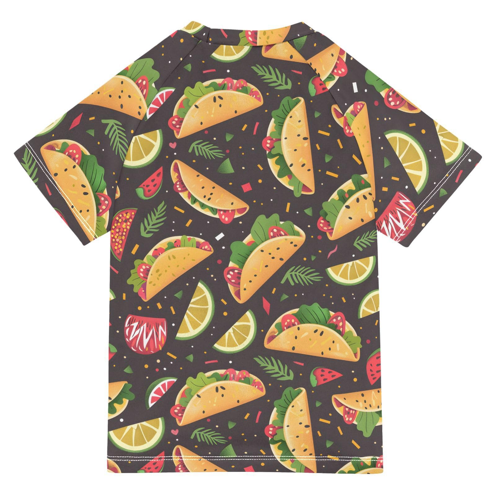ALAZA Kids Rash Guard Boys Toddler Swim Shirts Short Sleeve Tacos Festive UPF 50+ 3T