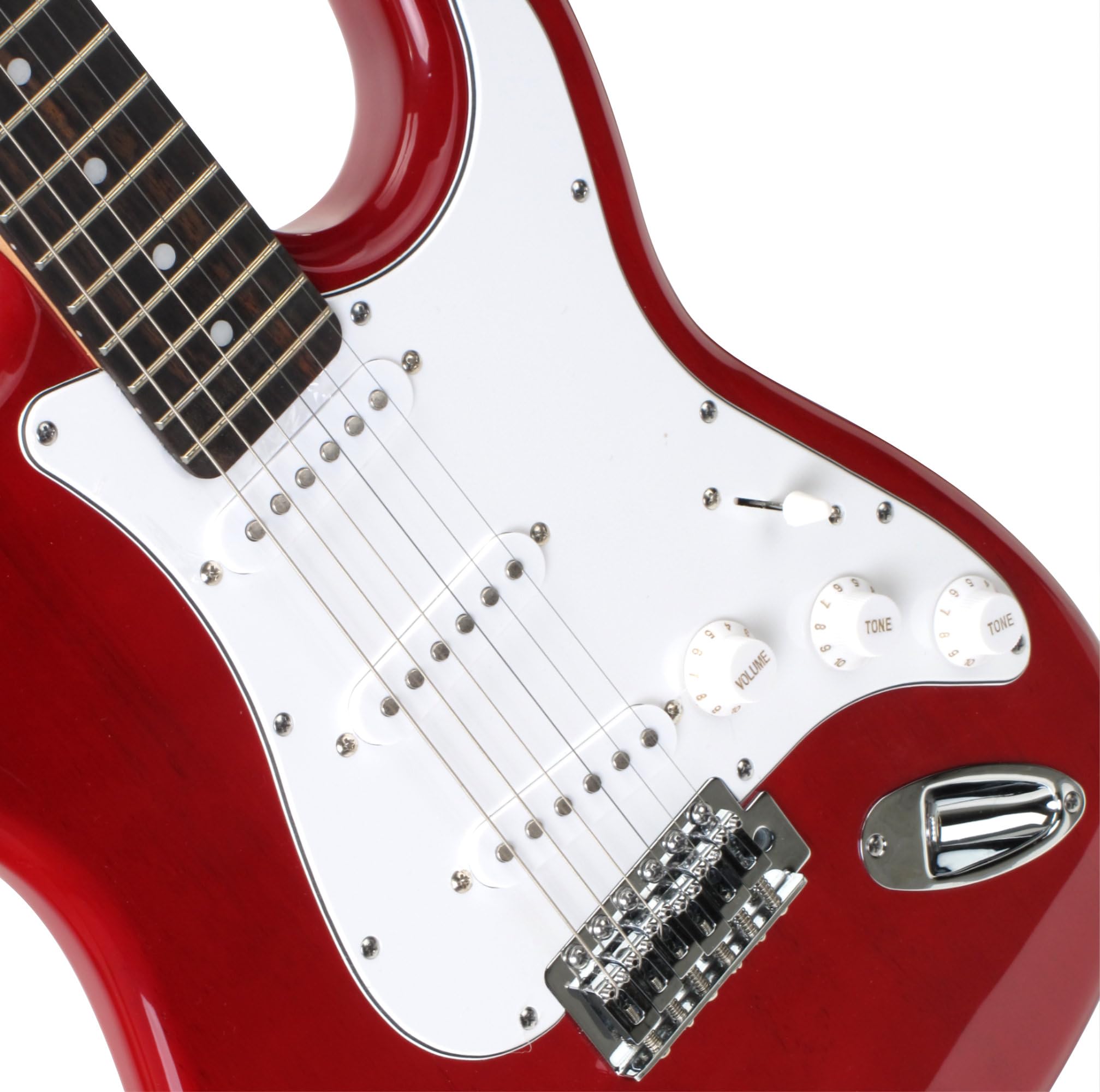Rocktile Sphere Classic Red E-Gitarre Set (E-Gitarre im ST-Design, inkl. Gigbag, Kabel, Plektren, Gitarren Schule mit CD & DVD & Saiten) Rot