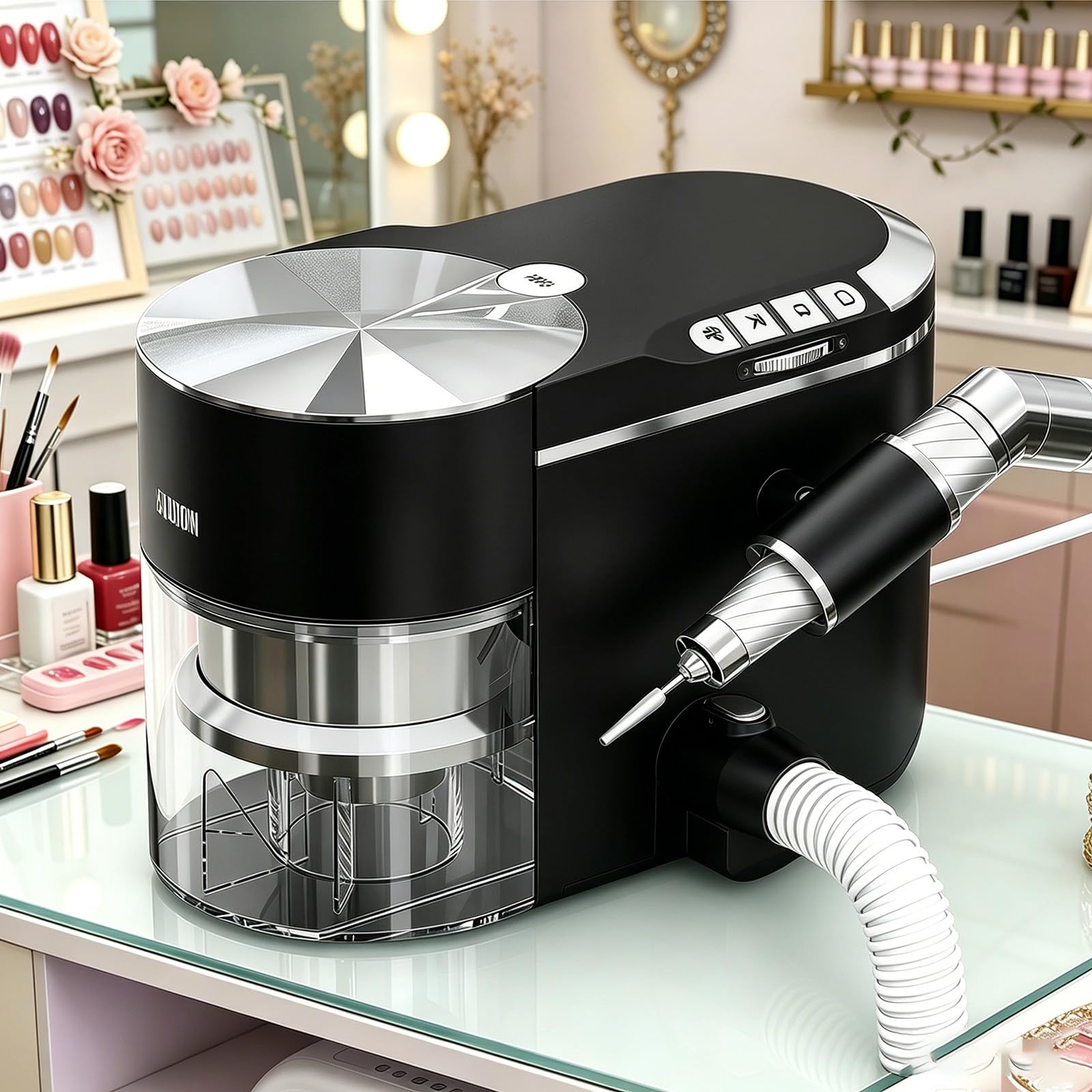 Sunseota Nail Dust Collector with Electric Nail Drill, with 30000rpm Suck While Grinding Adjustable Speed,Nail Vacuum Cleaner & Nail Drill Machine Kit,for Nail Salon Black