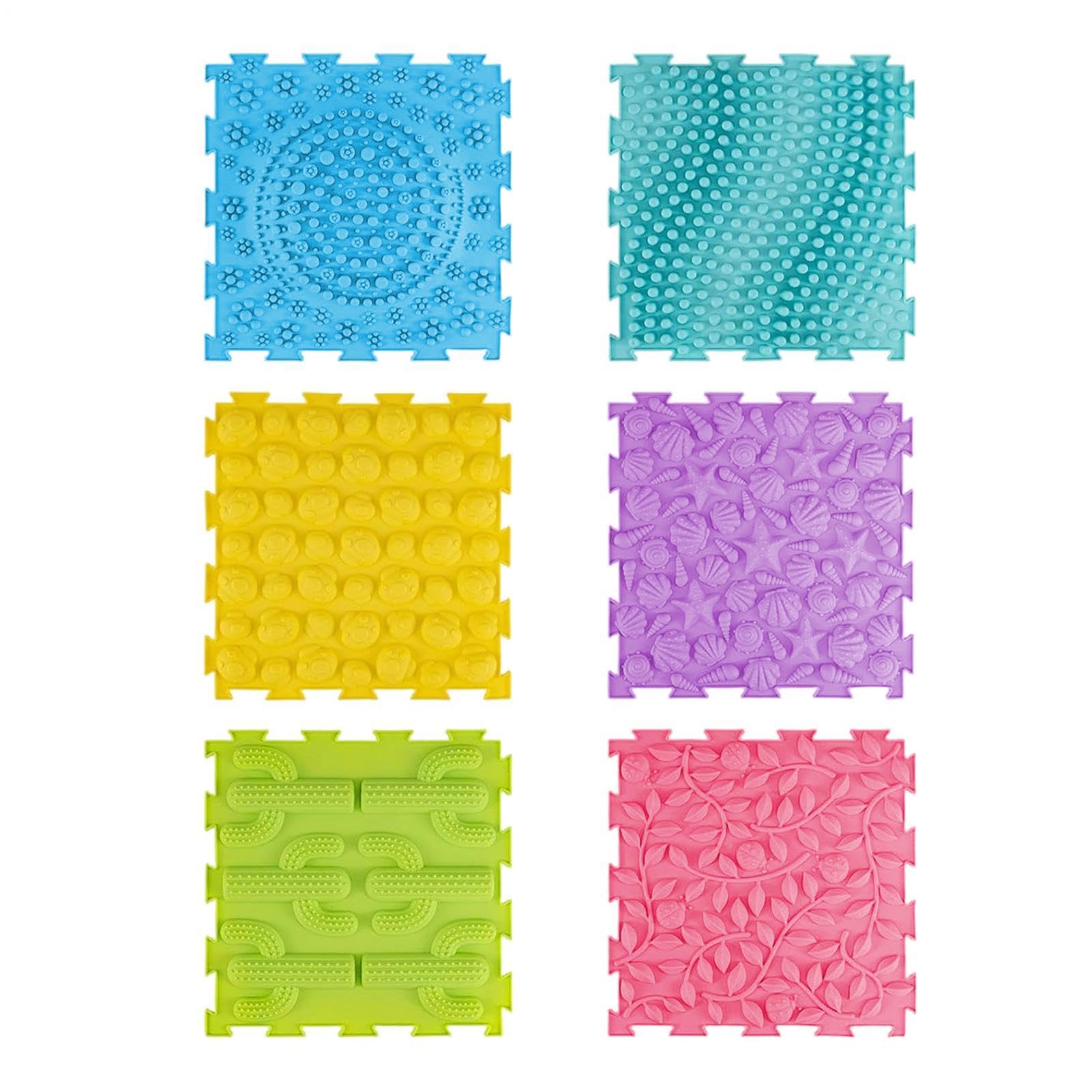 Sensorikmatten rutschfeste Strukturierte Abwaschbare Puzzle-Trittmatten | Zusammensteckbare Weiche Massage-Texturierte Spielmatten für Kinder Vorschulalter Kinderzimmer Wohnbereich