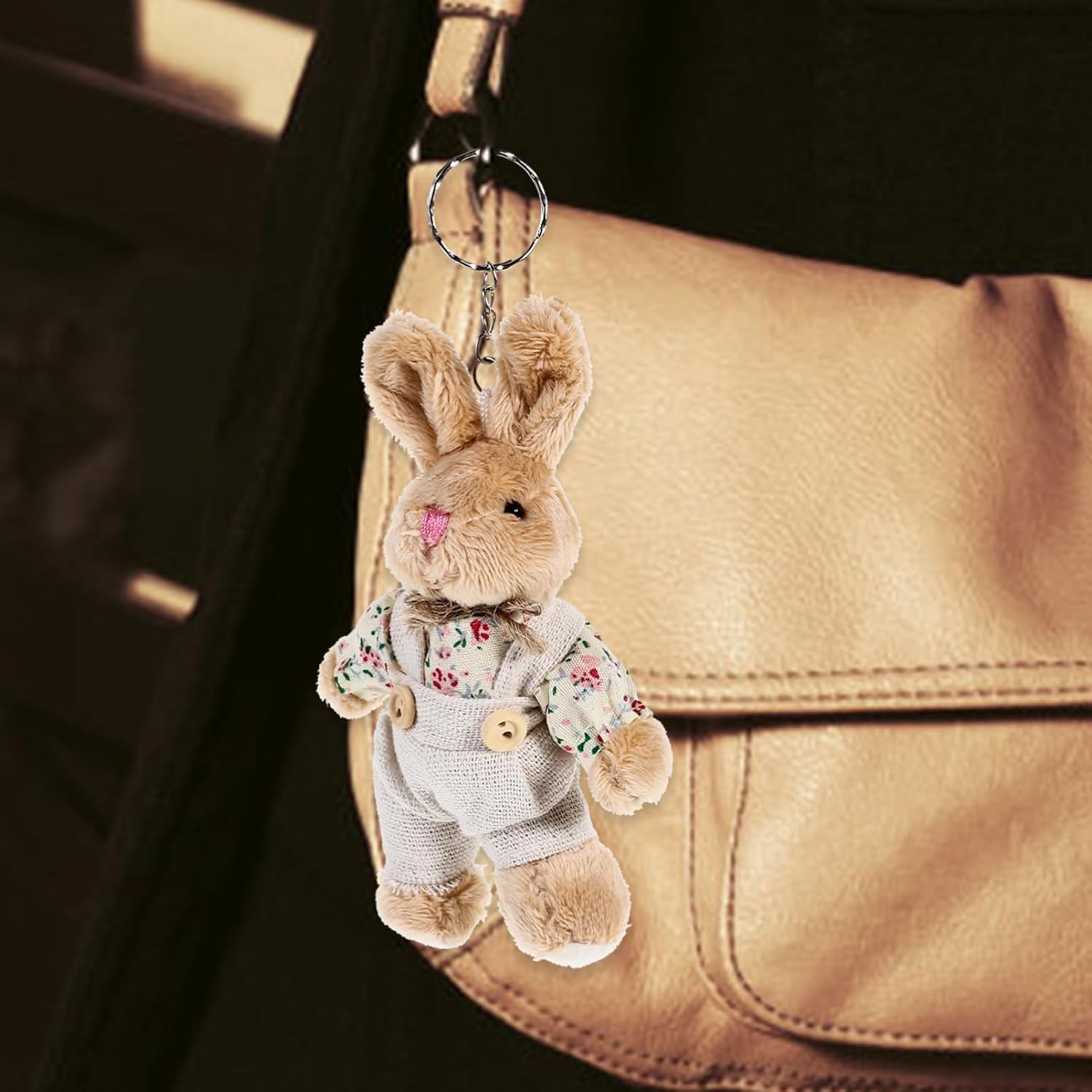 Fashionable Rabbit Keyring Stuffed Animal Keychain Plush Keychain Pendant for Women - Image 3