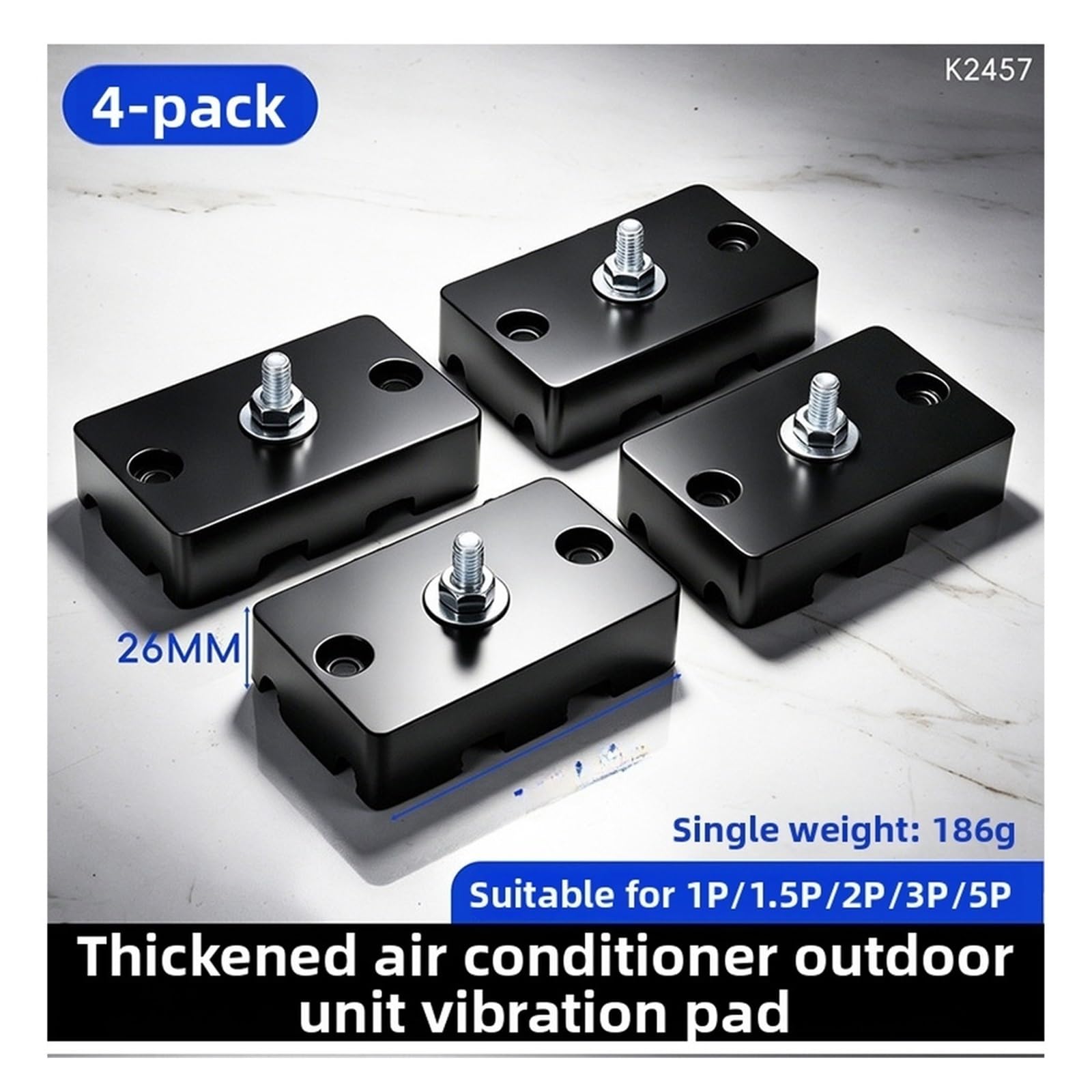 4 almohadillas antivibración for unidad exterior de aire acondicionado | Reducción de ruido y soporte estable Operación silenciosa(S)