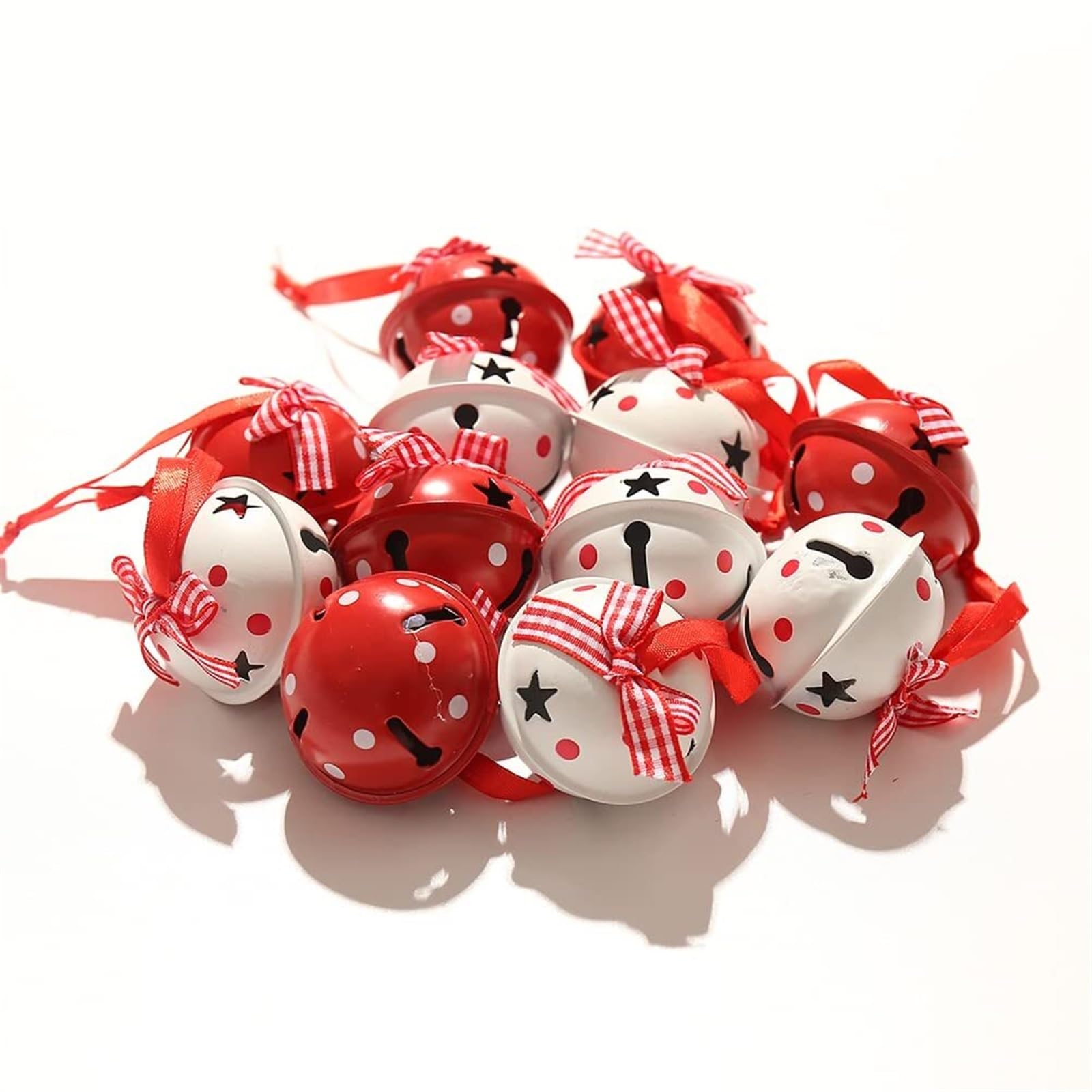 Campanelle Natale Jingle Bells Campane Artigianali di Natale con Fiocco Neve for L'Albero della Festa Decorazioni(White And Red)