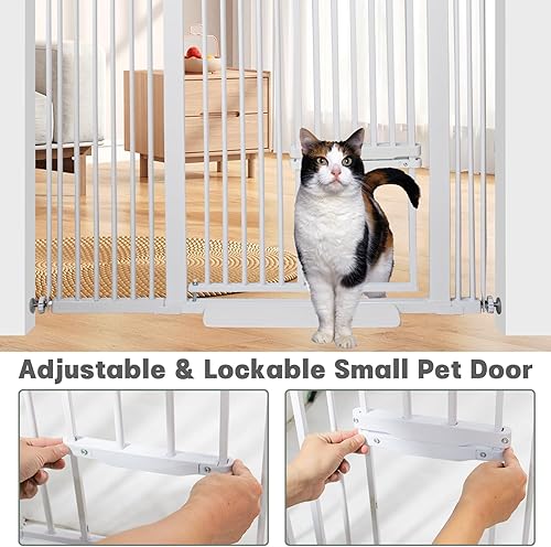 Miniatura 5 de Puerta para mascotas extra alta de 55 pulgadas con puerta pequeña para gatos, ajustable de 29.55 pulgadas y -46.06 pulgadas, puerta para perros,