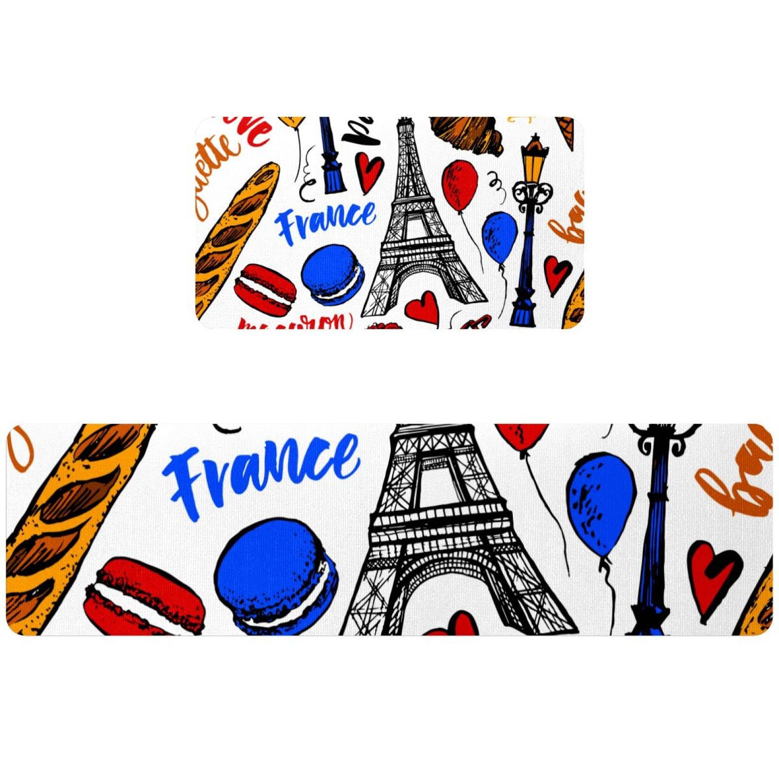 Lot de 2 tapis de cuisine antidérapants lavables pour sol de cuisine et buanderie