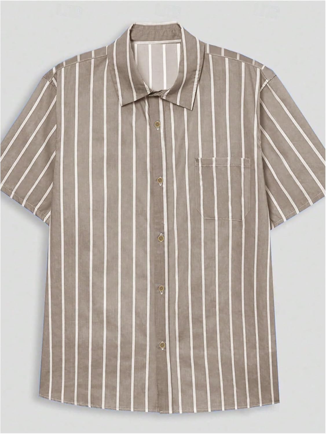SHENHE Men's Summer Striped Button Down Shirt Short Sleeve Collared Casual Beach Shirt - Image 3