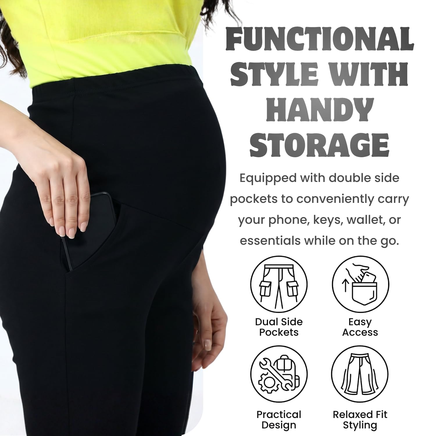 Lenam Women's Stretch Fit Black Maternity Pants 3Xl | Rise Style: Mid Rise 1