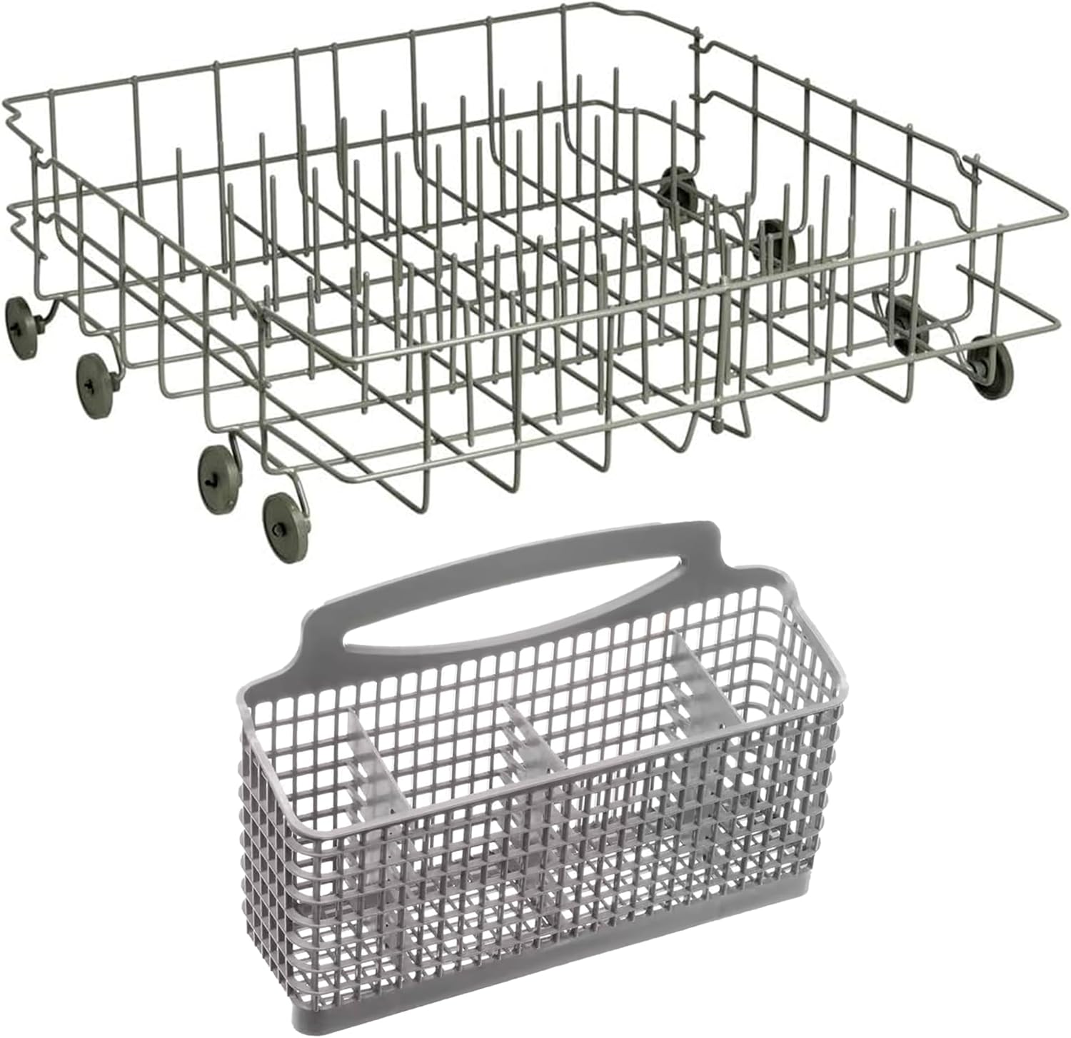 US-Based Supplier – 5304535379 Lower Dishrack Assembly with 5304509753 Dishwasher Silverware Basket – Compatible With Frigidaire Crosley Kelvinator Dishwasher