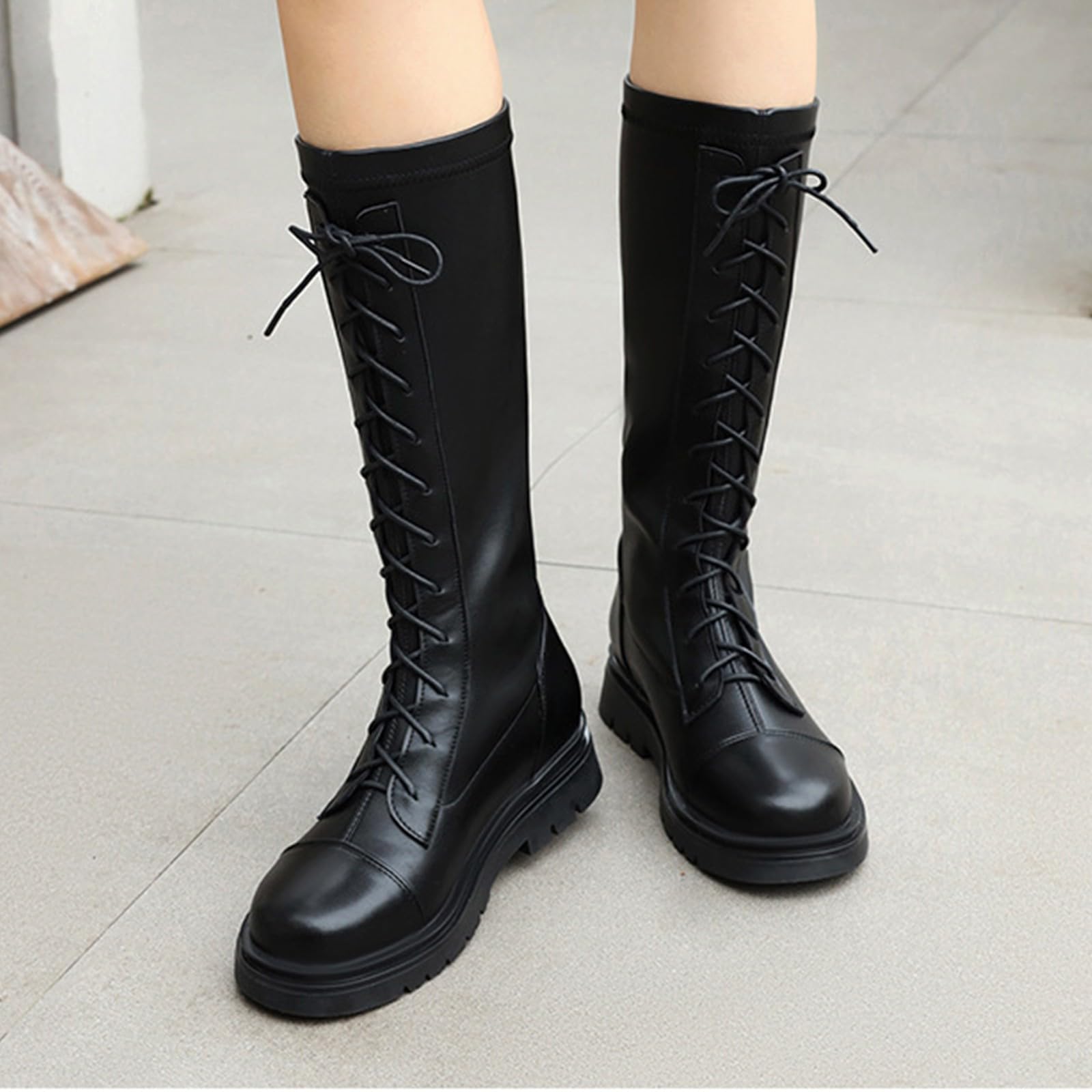 Botas largas y altas para niñas, desfile de moda, botas individuales, botas infantiles, botas largas, botas de nieve 36