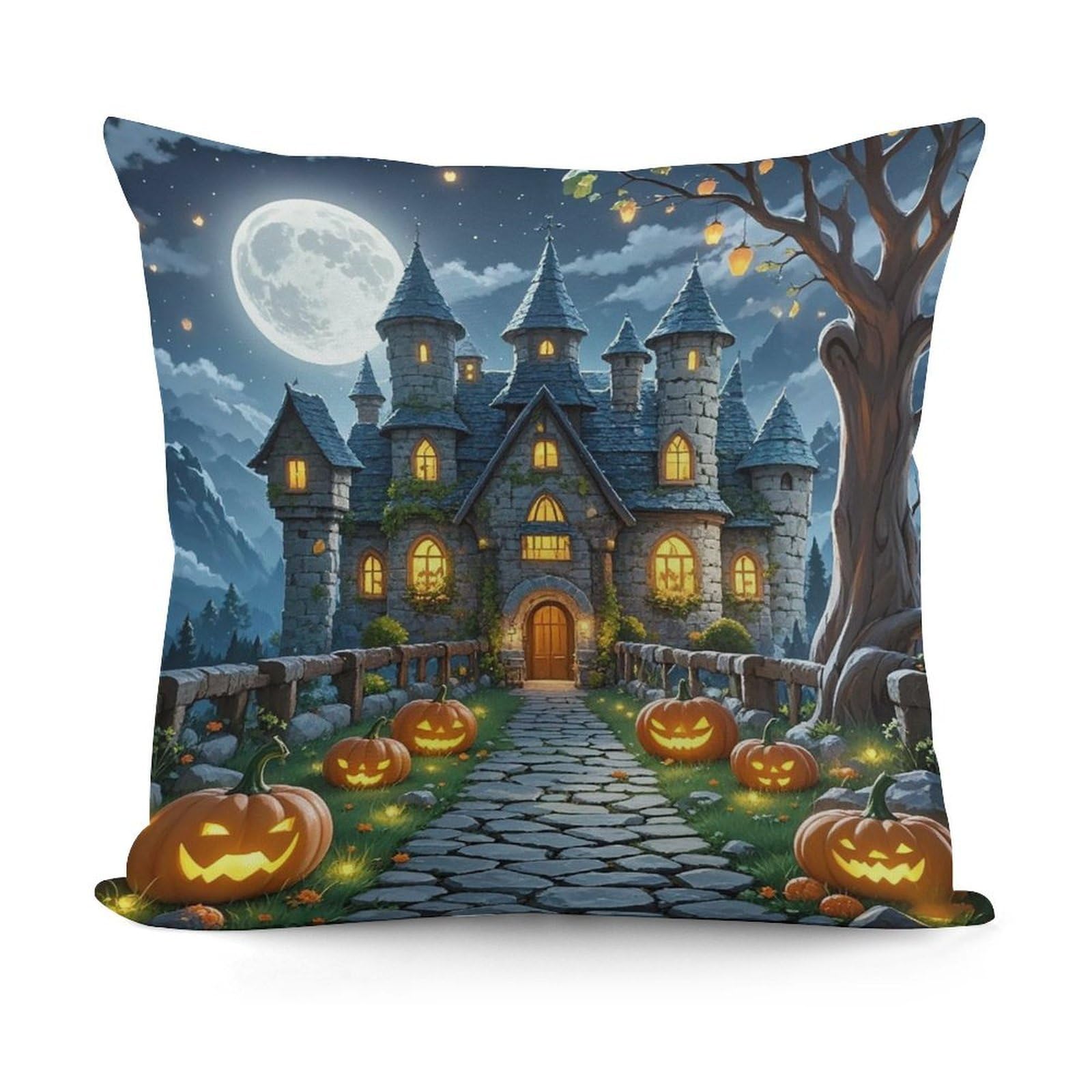 LZQPOEAS Moon Castle Throw Pillow Cover 18x18 in Breathable Square Pillow Case Cozy Soft Pillowcase Protector Fashion Modern Couch Cushion Case for Living Room Bed Sofa Decor