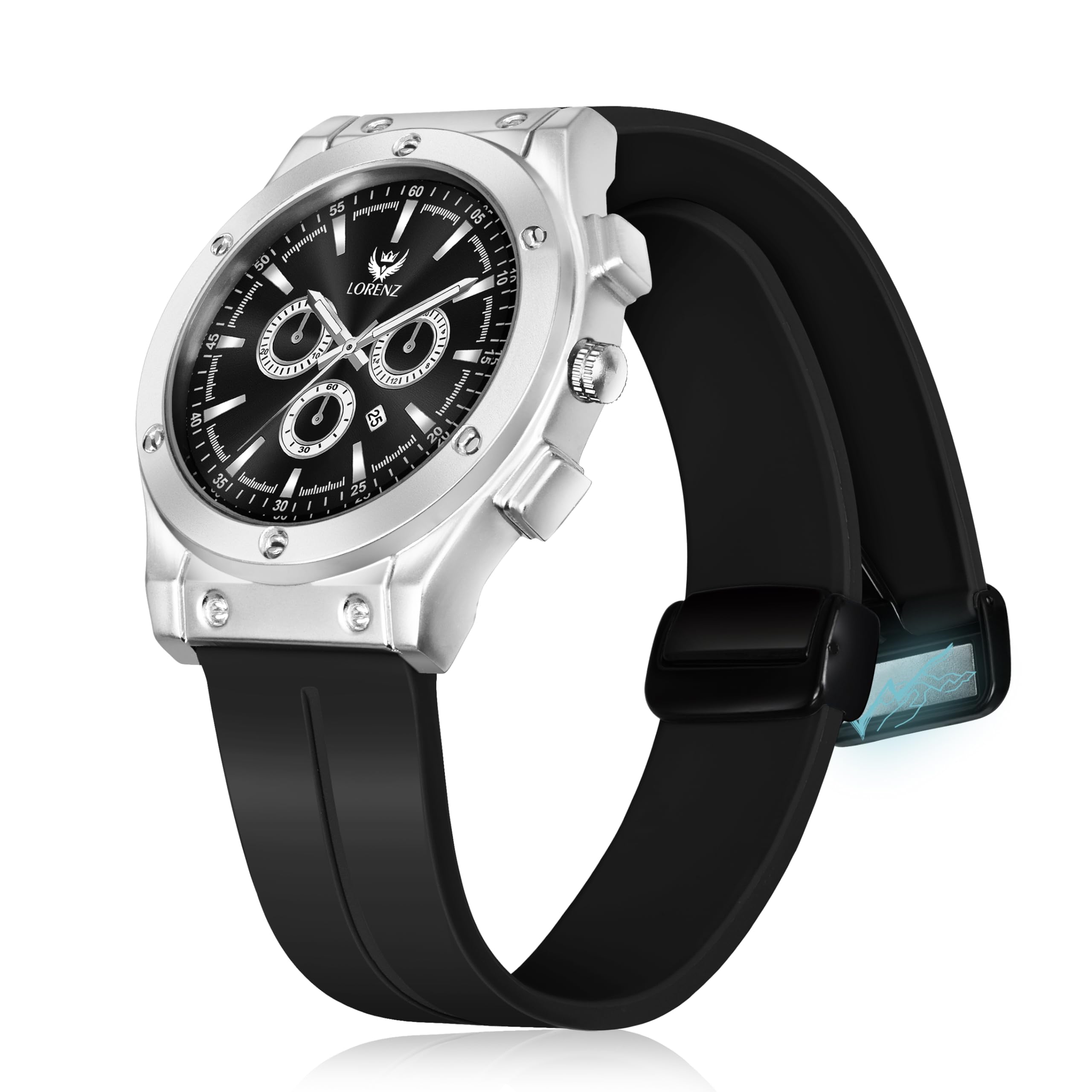 LORENZMen's Analog Watch with Magnetic Strap - Waterproof Sports Watch for Men Under 500 - Gift for Boys & Men