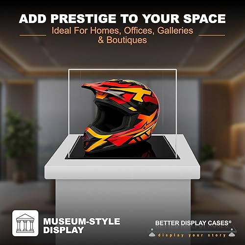 Vista 236 de Better Display Cases Versátil vitrina de acrílico transparente - Caja rectangular grande con base blanca 18" x 12" x 3" (BK09)