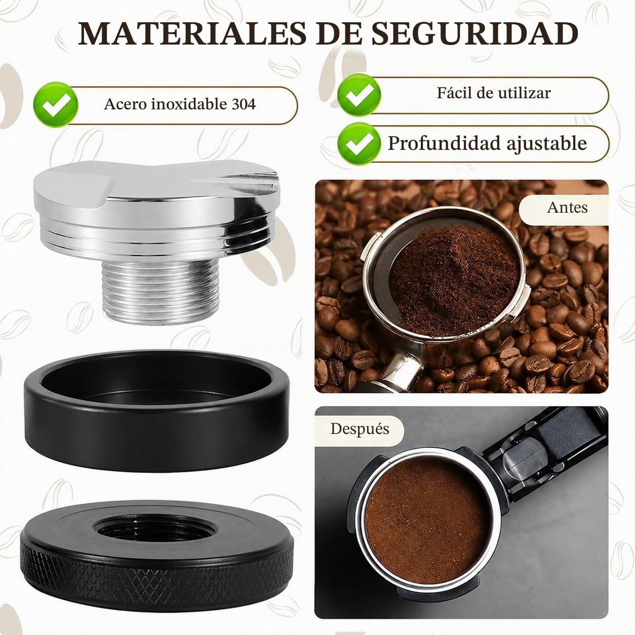 Juego de prenso, 51 mm, con aguja de espresso, prensador de café con distribuidor, anillo dosificador de 51 mm, agujas para agitador de café, pantalla de puck, estación de tamper, cepillo de